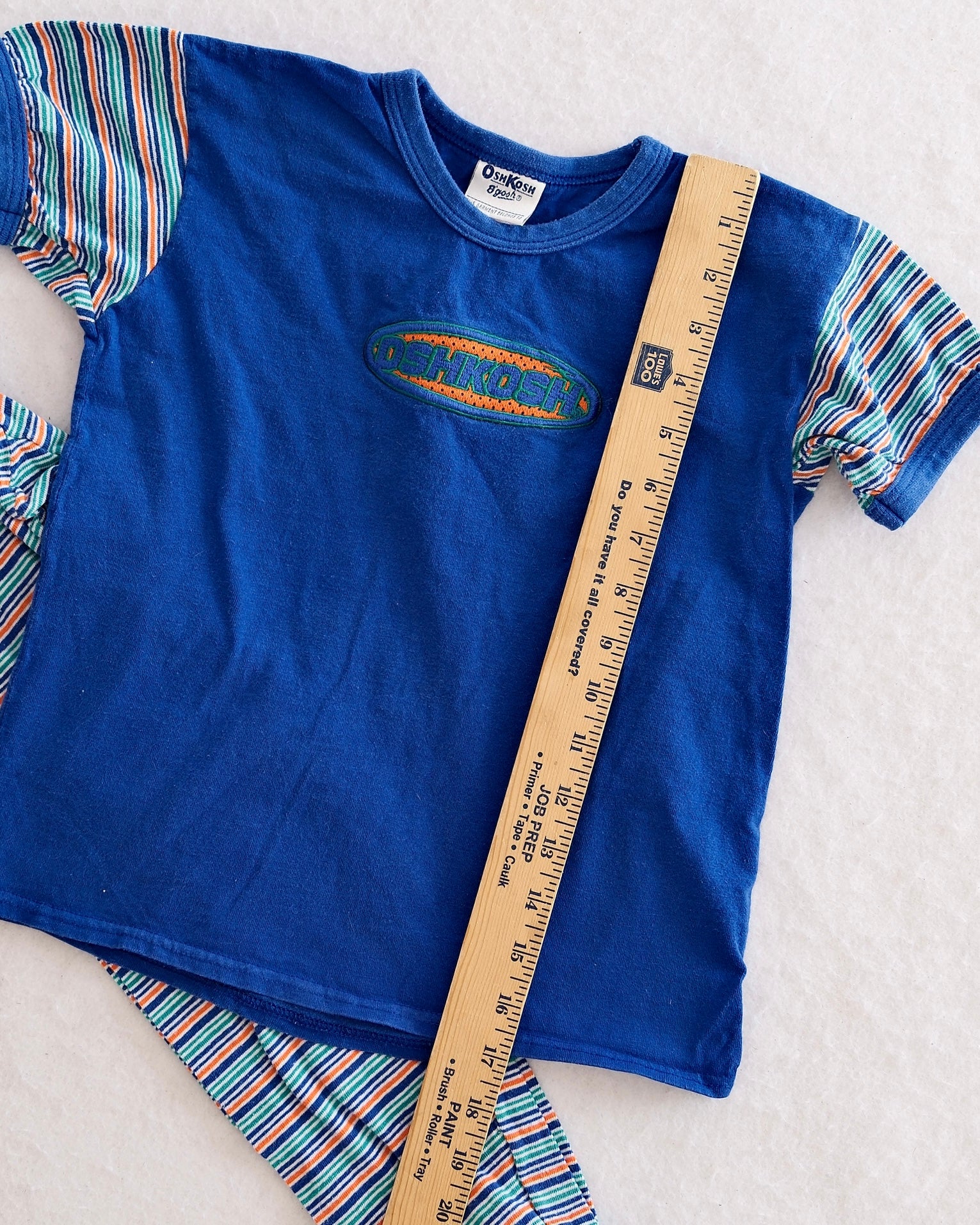 Vintage OshKosh Blue + Orange Striped Lounge Set Set: 5–6Y - Yellow Clover Vintage Kids Clothes