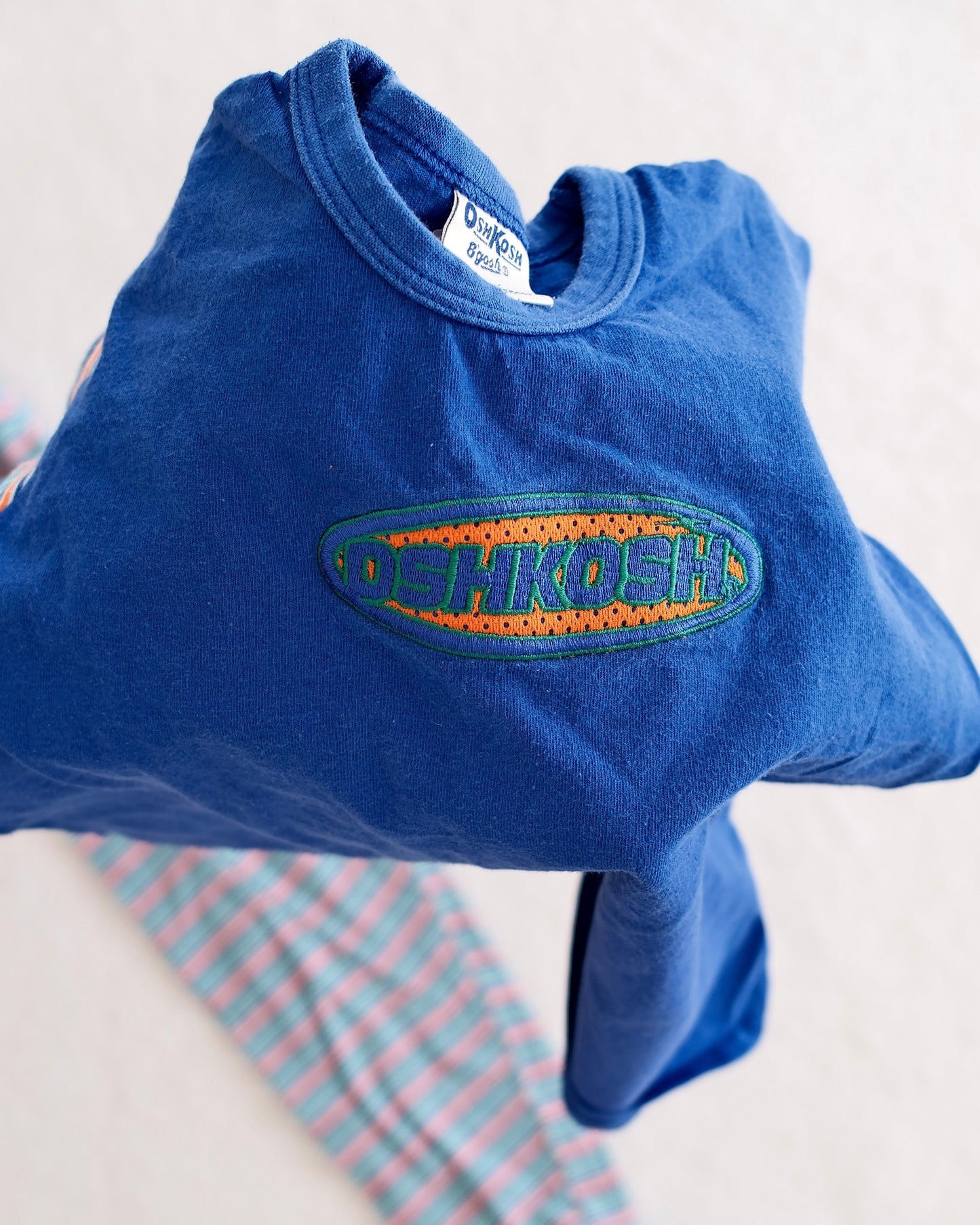 Vintage OshKosh Blue + Orange Striped Lounge Set Set: 5–6Y - Yellow Clover Vintage Kids Clothes