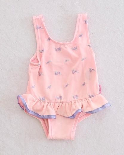 Vintage OshKosh Peach Pink Embroidered Swimsuit: 18m