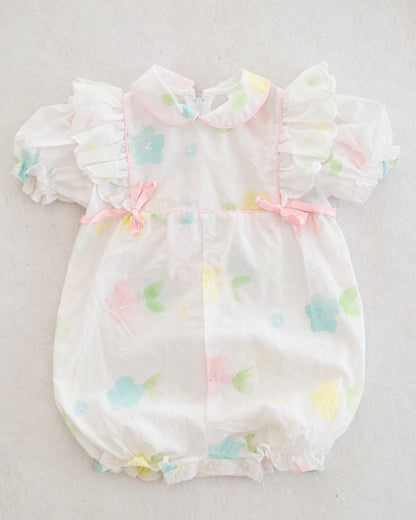 Vintage Pastel Floral Eyelet Romper: 18m?