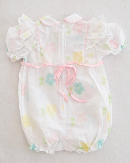 Vintage Pastel Floral Eyelet Romper: 18m?