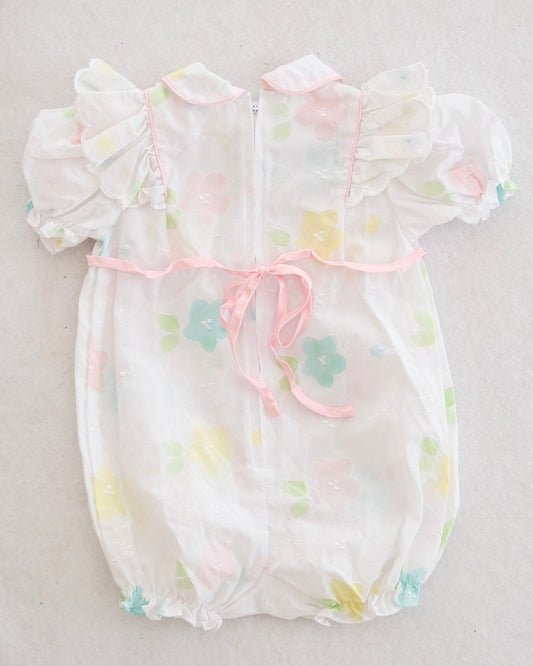 Vintage Pastel Floral Eyelet Romper: 18m?