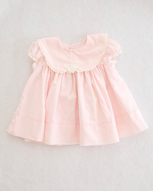 Vintage CI Castro Pink Rosette Collar Dress: 18m