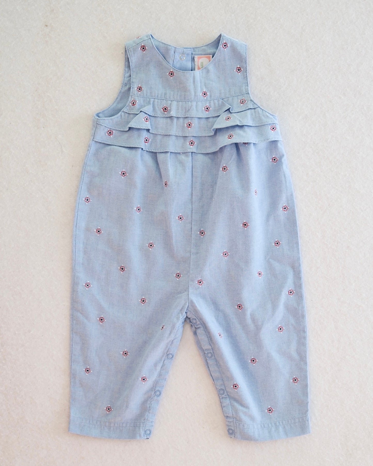 Y2K Gymboree Chambray Floral Romper: 6-12M