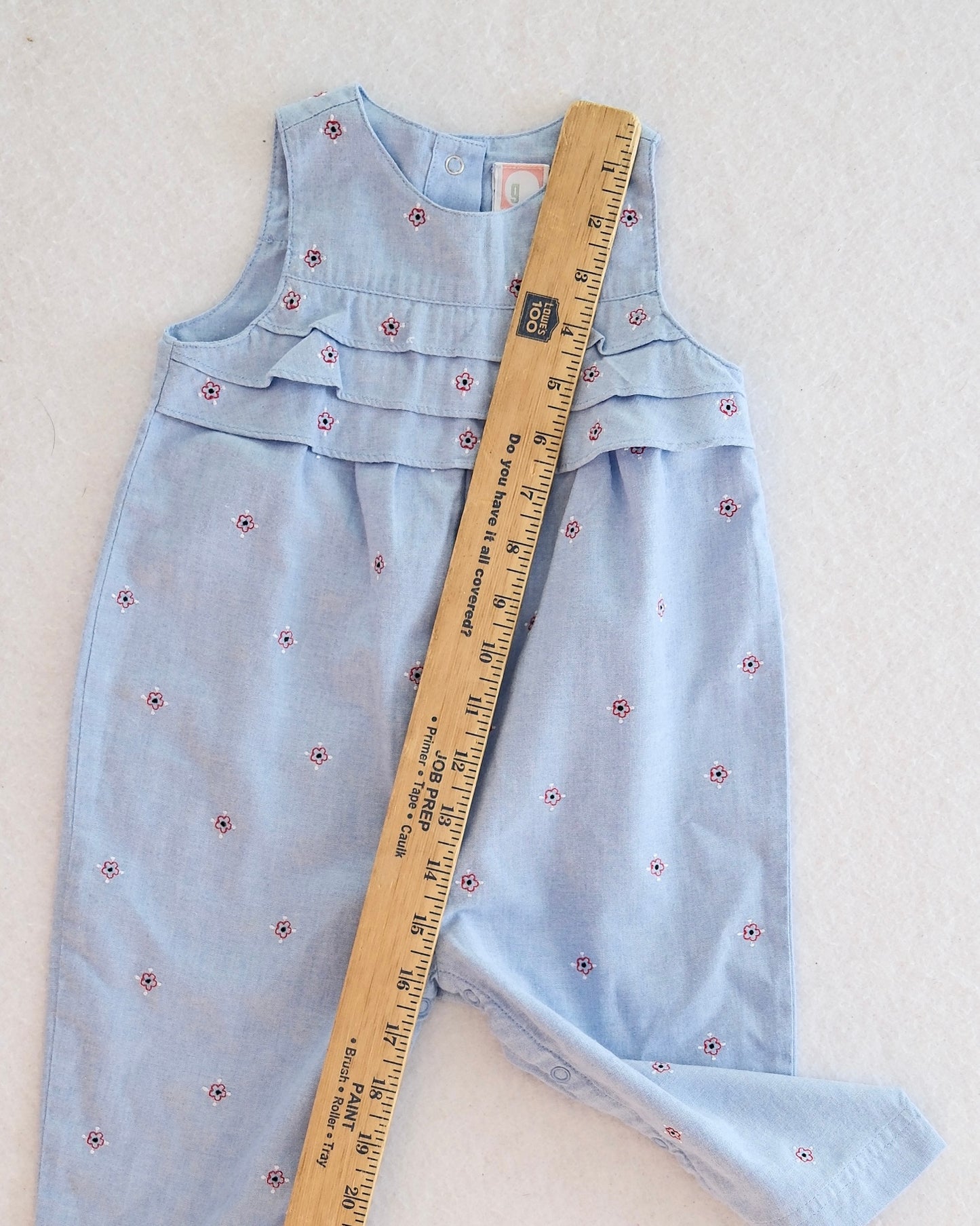 Y2K Gymboree Chambray Floral Romper: 6-12M