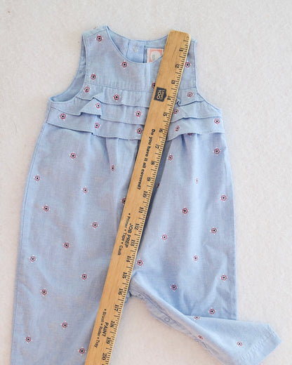 Y2K Gymboree Chambray Floral Romper: 6-12M