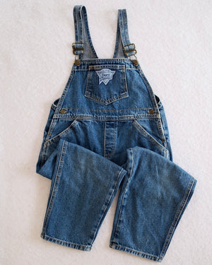 Vintage Kids Guess Overalls Medium Wash Denim Overalls with Triangle Logo Patch: 7y