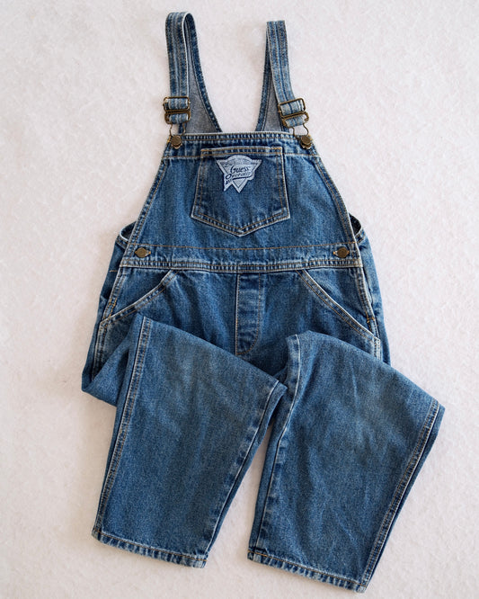 Vintage Guess Overalls Medium Wash Denim Overalls with Triangle Logo Patch: 7y - Yellow Clover Vintage Kids Clothes