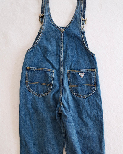 Vintage Guess Overalls Medium Wash Denim Overalls with Triangle Logo Patch: 7y - Yellow Clover Vintage Kids Clothes