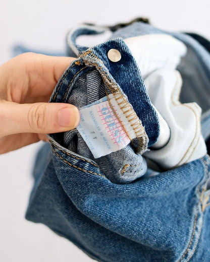 Vintage Guess Overalls Medium Wash Denim Overalls with Triangle Logo Patch: 7y - Yellow Clover Vintage Kids Clothes