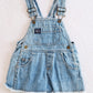 Vintage Baby Guess Light Wash Denim Shortalls with Frayed Hem and Brass Hardware: 18m? - Yellow Clover Vintage Kids Clothes