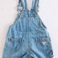 Vintage Baby Guess Light Wash Denim Shortalls with Frayed Hem and Brass Hardware: 18m? - Yellow Clover Vintage Kids Clothes