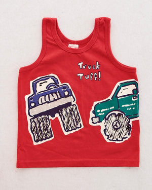 Vintage Buster Brown Kids Red Monster Truck Tank Top: Size 5