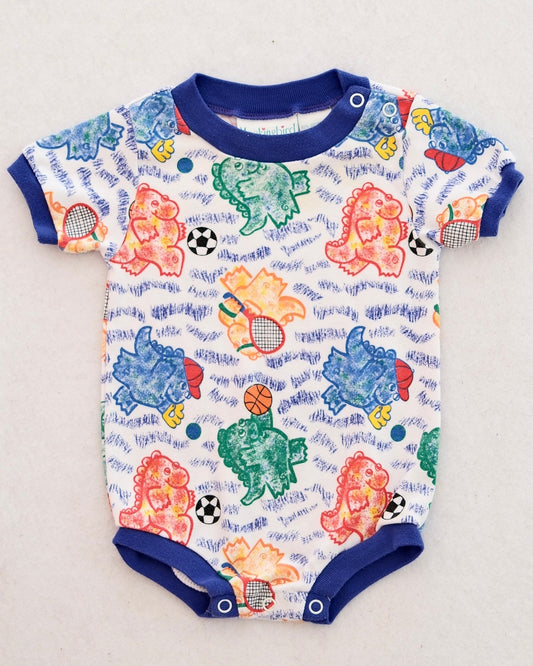 Vintage Mockingbird Baby Sports Dinosaur Romper: Size 12M