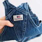 Vintage Polo Jeans Co. Ralph Lauren Denim Overall Dress with RL Flag Patch: 24m - Yellow Clover Vintage Kids Clothes