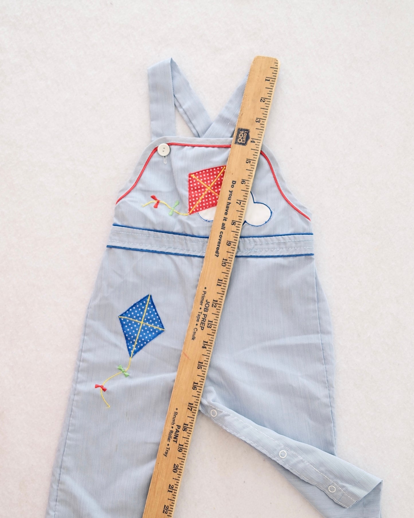 Vintage Tiny Tots Baby Striped Kite Romper: Size 18M