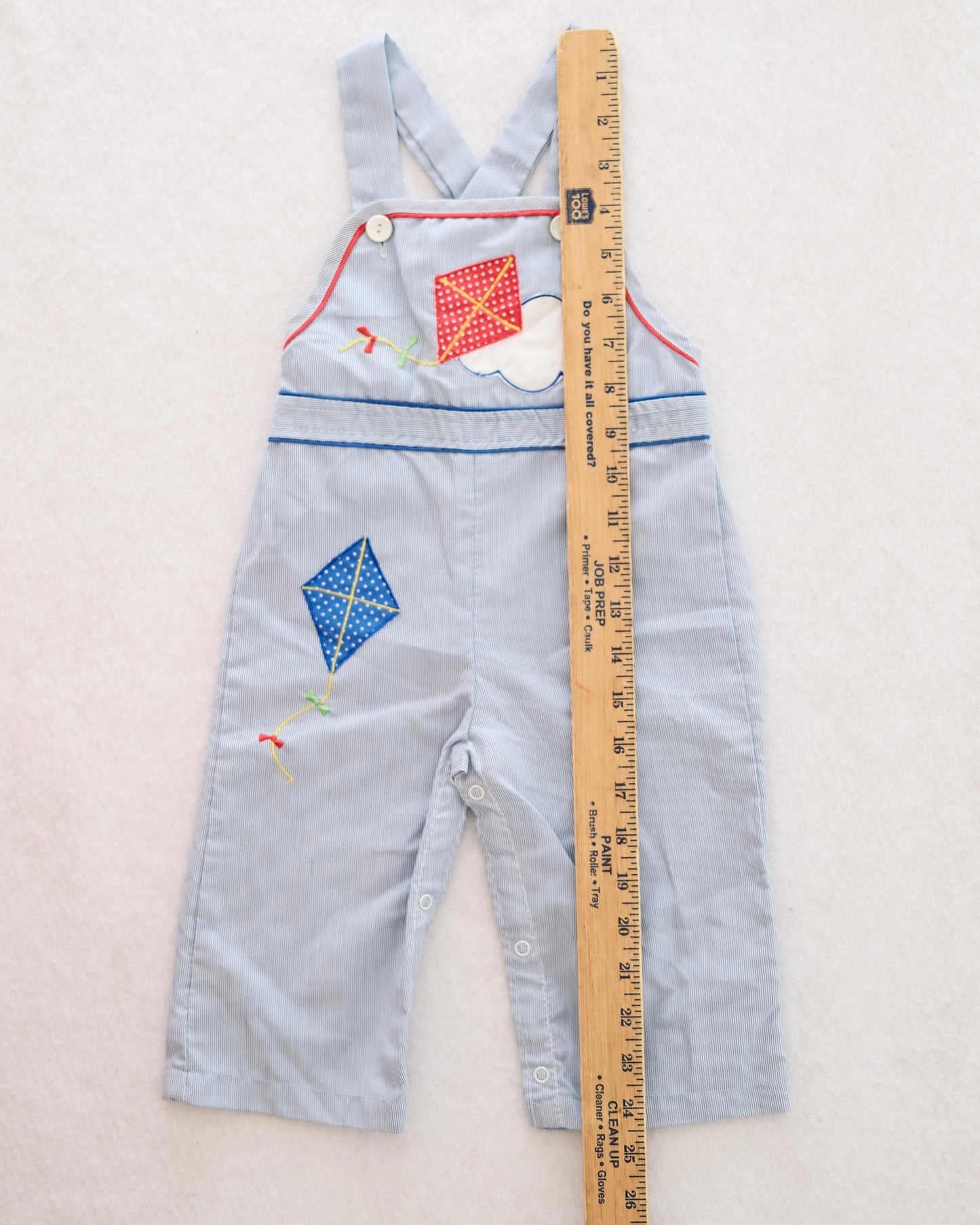 Vintage Tiny Tots Baby Striped Kite Romper: Size 18M