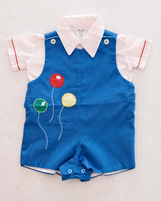 Vintage Samara Baby Balloon Romper with Collared Shirt: Size 12m?