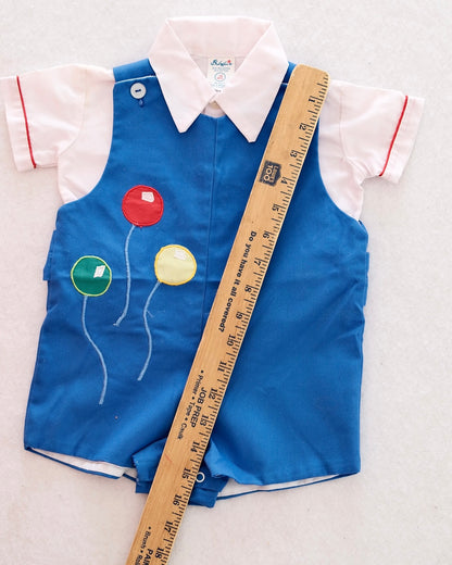 Vintage Samara Baby Balloon Romper with Collared Shirt: Size 12m?