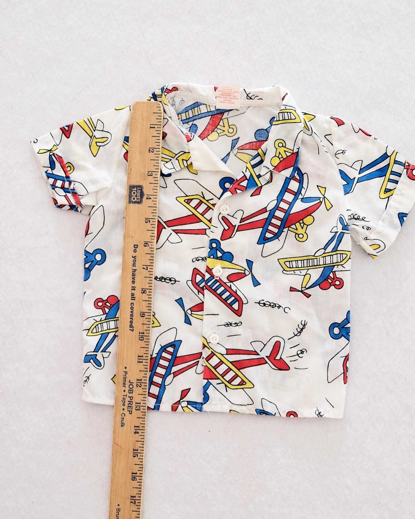 Vintage Toddler Airplane Print Shirt and Pants Set: Size 2