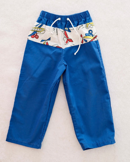 Vintage Toddler Airplane Print Shirt and Pants Set: Size 2