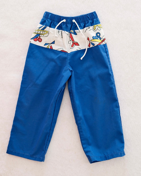 Vintage Toddler Airplane Print Shirt and Pants Set: Size 2