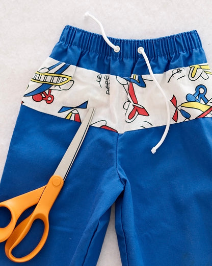 Vintage Toddler Airplane Print Shirt and Pants Set: Size 2