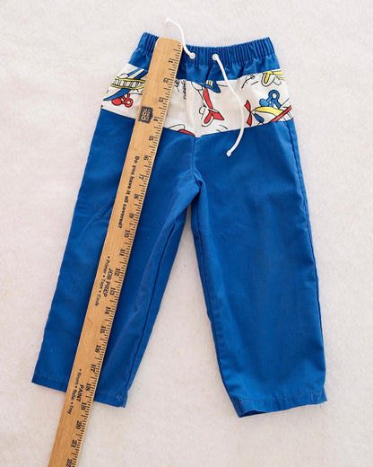 Vintage Toddler Airplane Print Shirt and Pants Set: Size 2