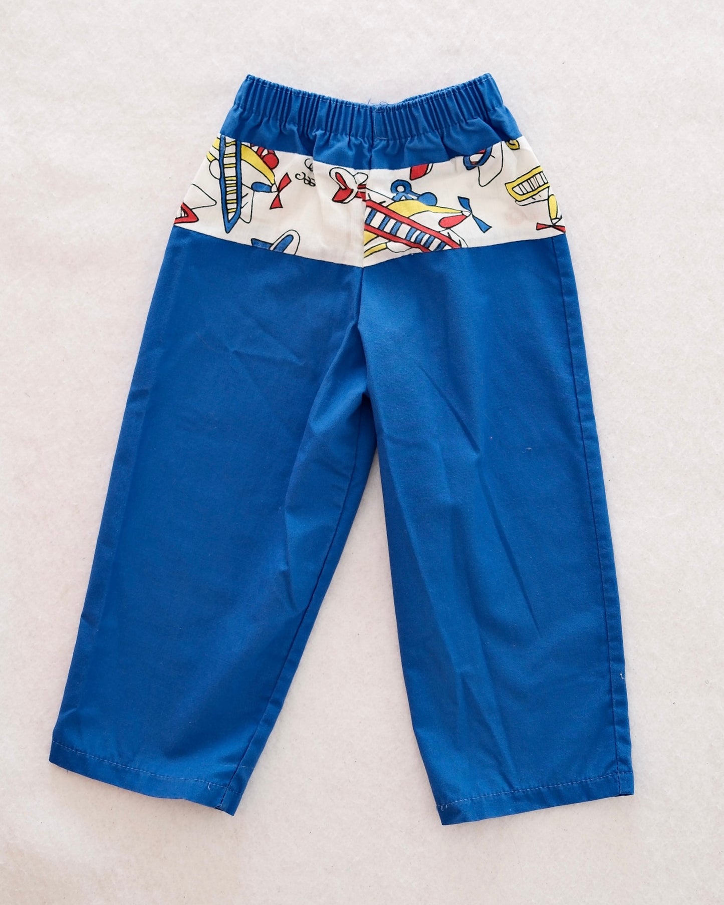 Vintage Toddler Airplane Print Shirt and Pants Set: Size 2