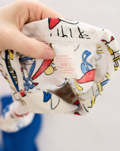 Vintage Toddler Airplane Print Shirt and Pants Set: Size 2