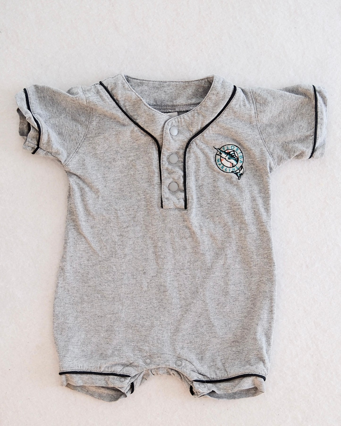 Y2K Florida Marlins Baby Baseball Jersey Romper: Size 12M