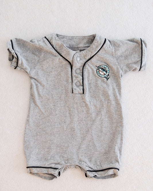 Y2K Florida Marlins Baby Baseball Jersey Romper: Size 12M