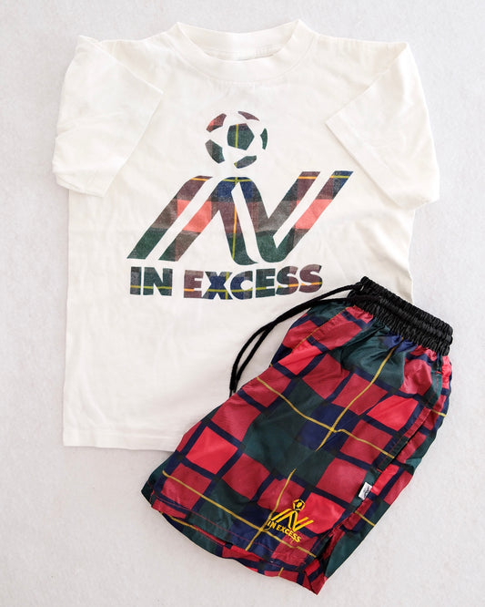 Vintage In Excess Kids Soccer Tee and Plaid Shorts Set: Size 10-12