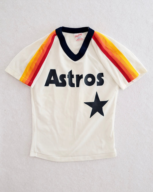 Vintage Houston Astros Kids Rainbow Stripe Baseball Jersey: Size 7y?