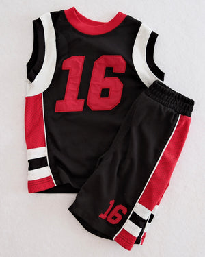 Y2K Sportrax Kids Number 16 Basketball Jersey and Shorts Set: Size 6