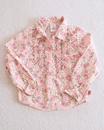 Vintage Gymboree Portabello Road Paisley Ruffle Shirt: 4T - Yellow Clover Vintage Kids Clothes