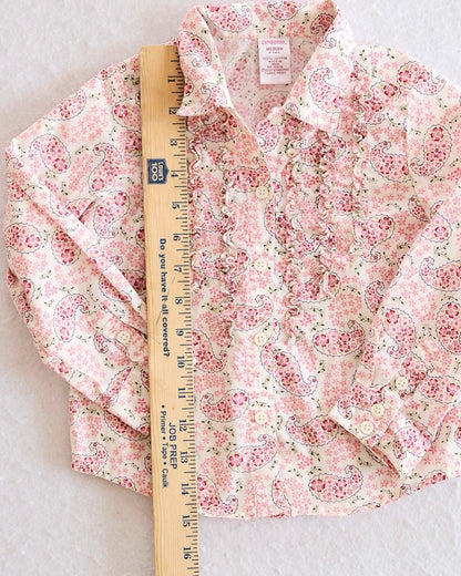 Vintage Gymboree Portabello Road Paisley Ruffle Shirt: 4T - Yellow Clover Vintage Kids Clothes
