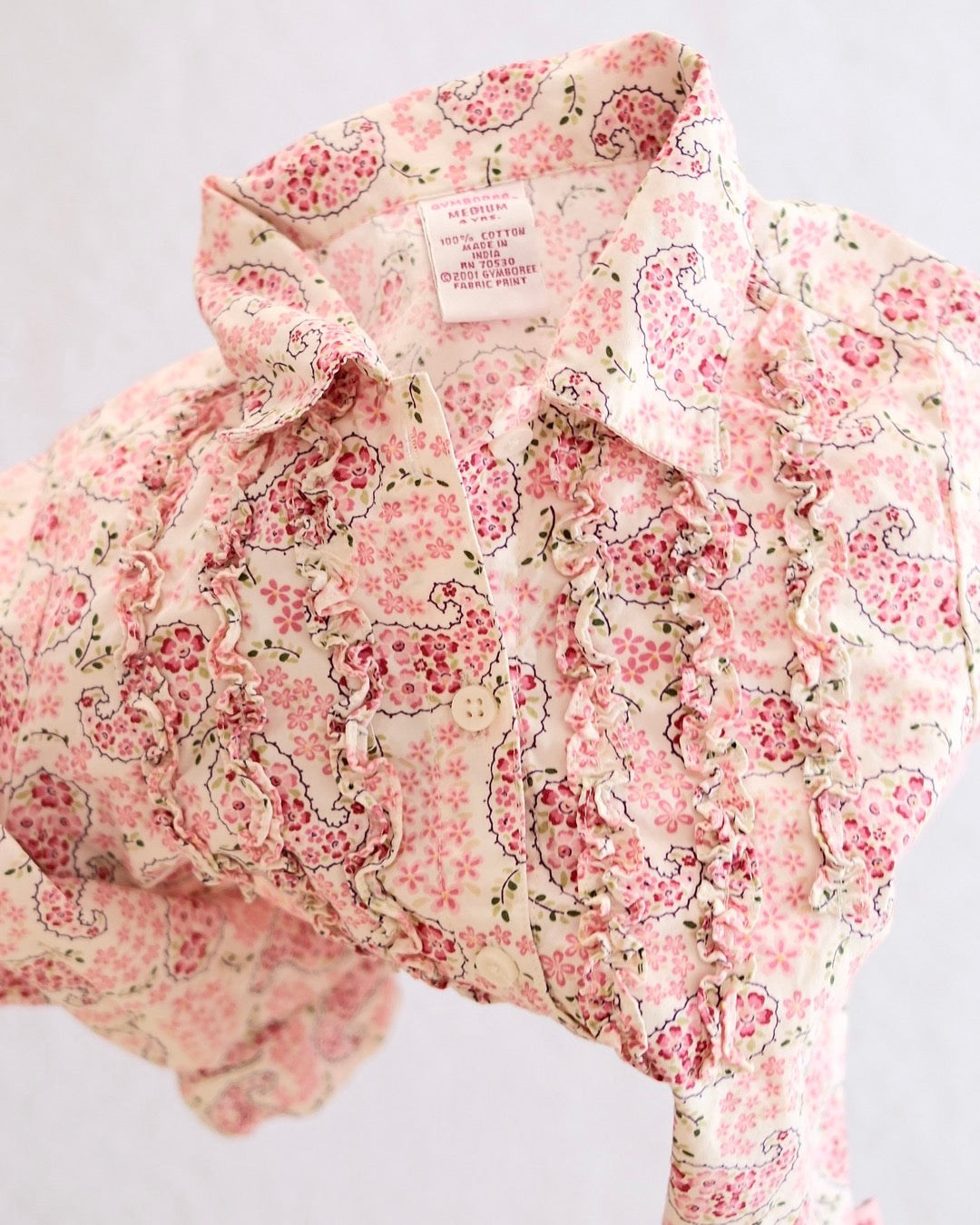 Vintage Gymboree Portabello Road Paisley Ruffle Shirt: 4T - Yellow Clover Vintage Kids Clothes