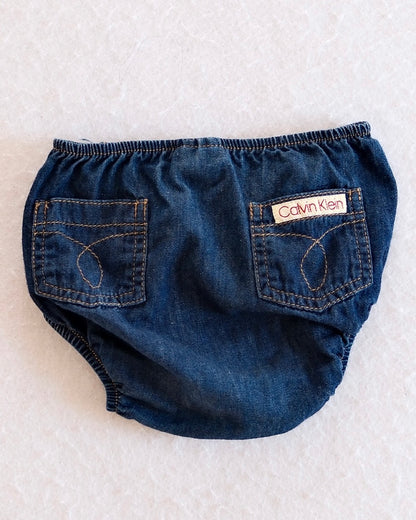 Vintage Calvin Klein Chambray Pocket Bloomers: 18m? - Yellow Clover Vintage Kids Clothes