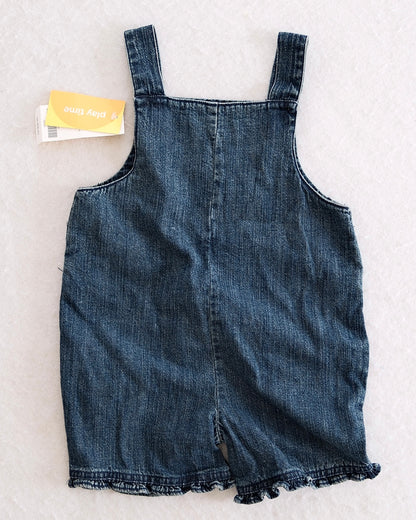 Vintage Gymboree NWT Jungle Parade Leopard Appliqué Denim Overall Shorts: 12-18 Months - Yellow Clover Vintage Kids Clothes