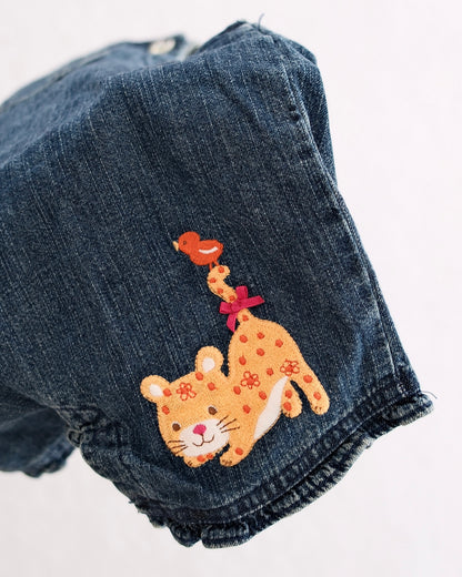 Vintage Gymboree NWT Jungle Parade Leopard Appliqué Denim Overall Shorts: 12-18 Months - Yellow Clover Vintage Kids Clothes