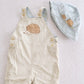 Y2K Gymboree Hedgehog Appliqué Overalls & Sun Hat Set: 18-24 Months - Yellow Clover Vintage Kids Clothes