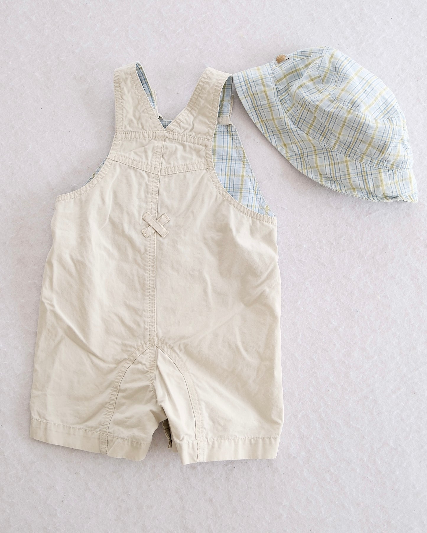 Y2K Gymboree Hedgehog Appliqué Overalls & Sun Hat Set: 18-24 Months - Yellow Clover Vintage Kids Clothes