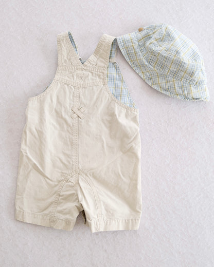Y2K Gymboree Hedgehog Appliqué Overalls & Sun Hat Set: 18-24 Months - Yellow Clover Vintage Kids Clothes