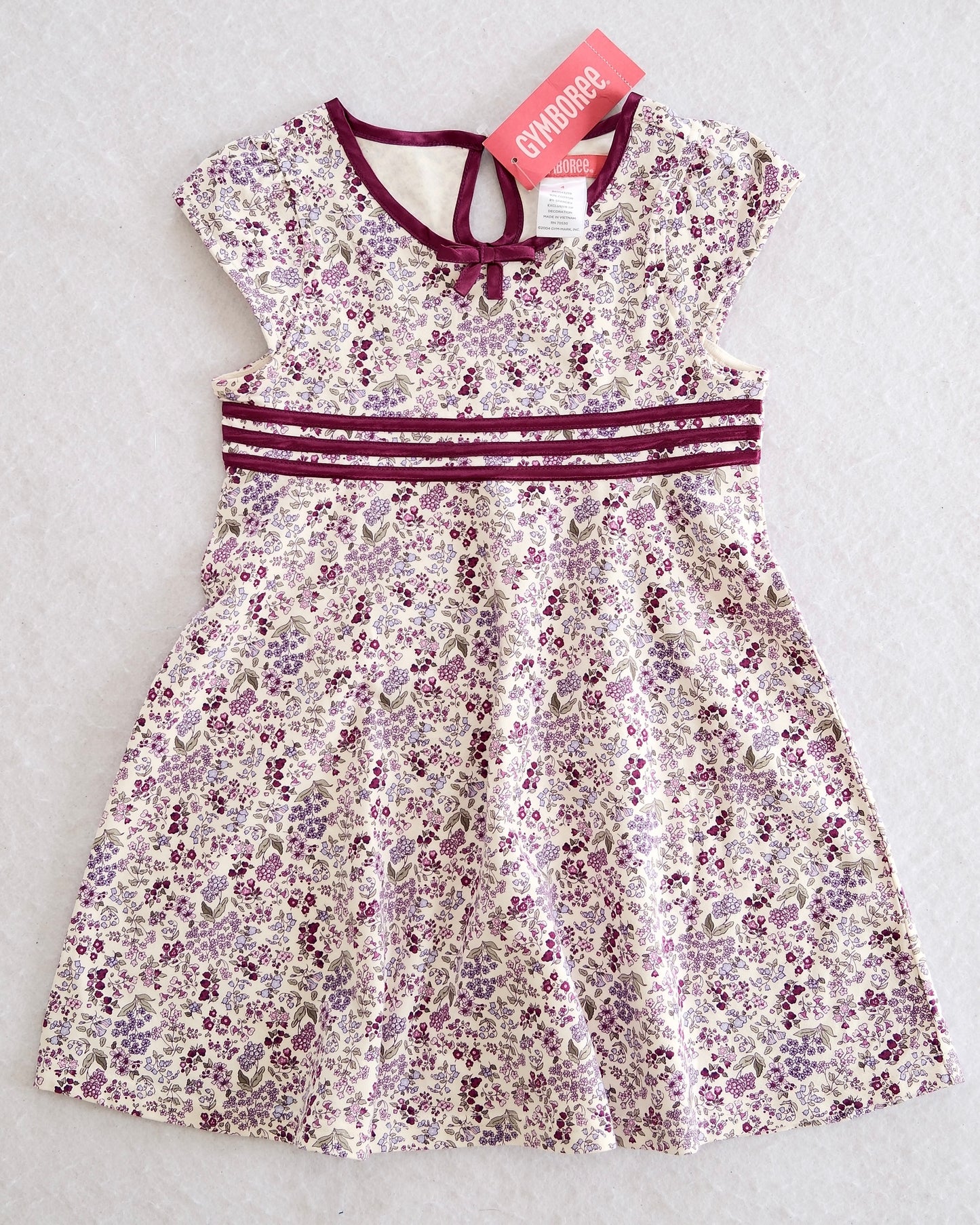 Gymboree NWT Romantic Garden Purple Ditsy Floral Empire Dress: Size 4 - Yellow Clover Vintage Kids Clothes