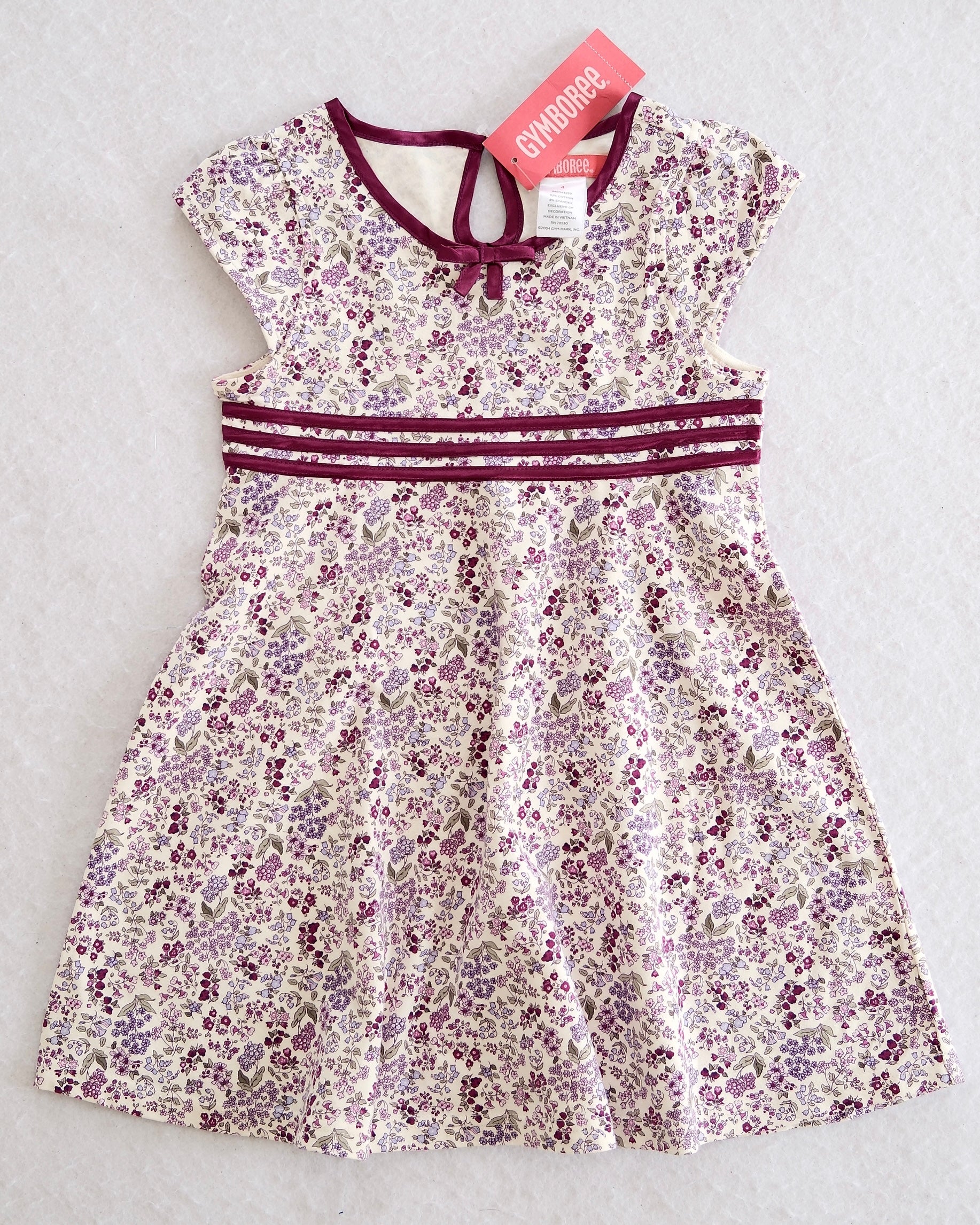 Gymboree NWT Romantic Garden Purple Ditsy Floral Empire Dress: Size 4 - Yellow Clover Vintage Kids Clothes