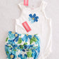 Vintage Gymboree NWT Pool Party Blue Floral Tank & Bloomer Set: 3T - Yellow Clover Vintage Kids Clothes