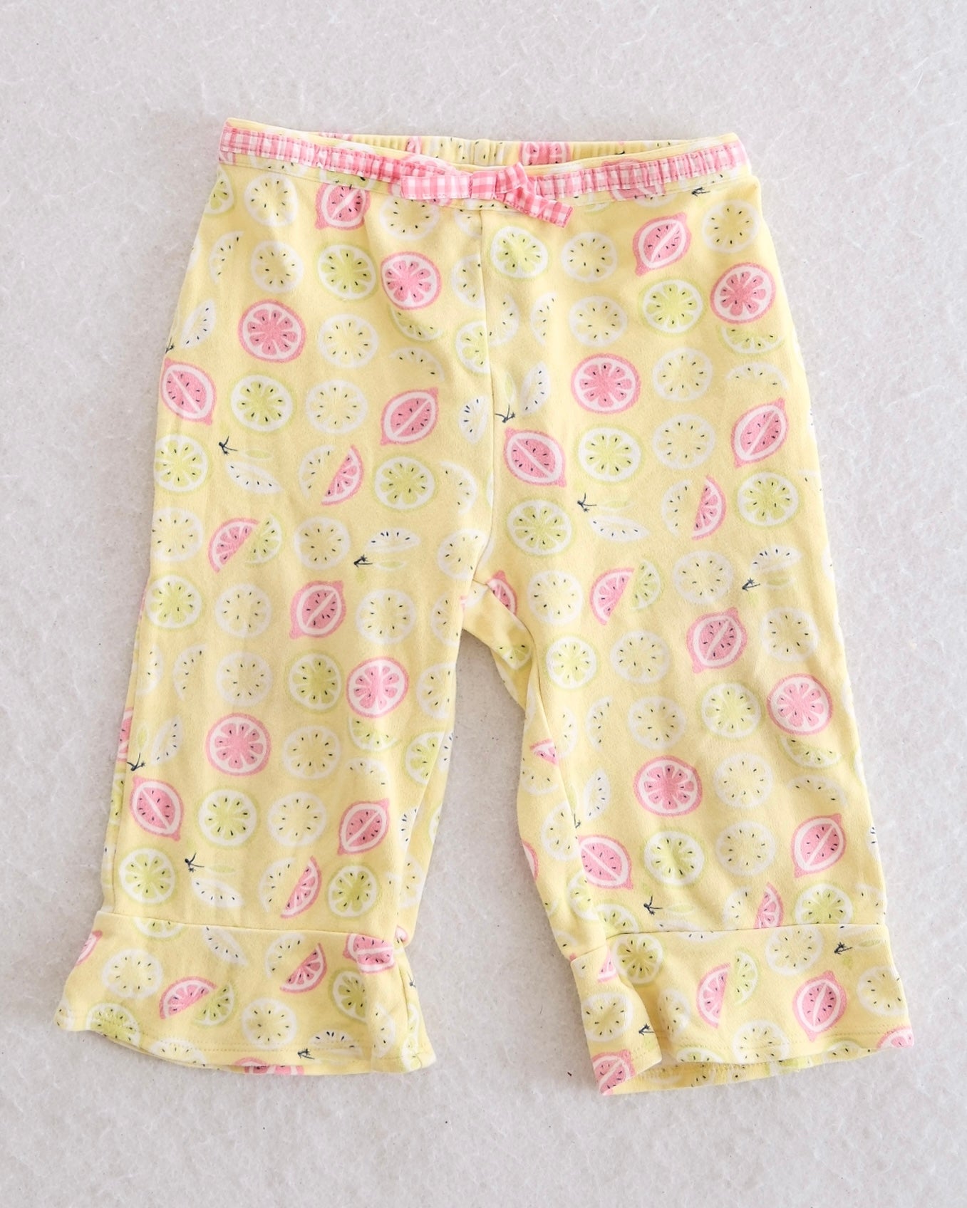 Vintage Gymboree Lemony Fresh Citrus Slice Print Ruffle Capri Pants: 2T - Yellow Clover Vintage Kids Clothes