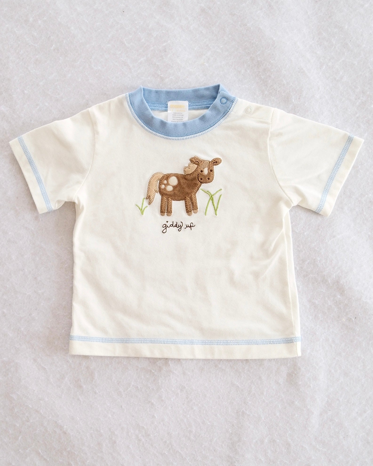 Vintage Gymboree EIEIO "Giddy Up" Horse Appliqué Tee: 12-18 Months - Yellow Clover Vintage Kids Clothes