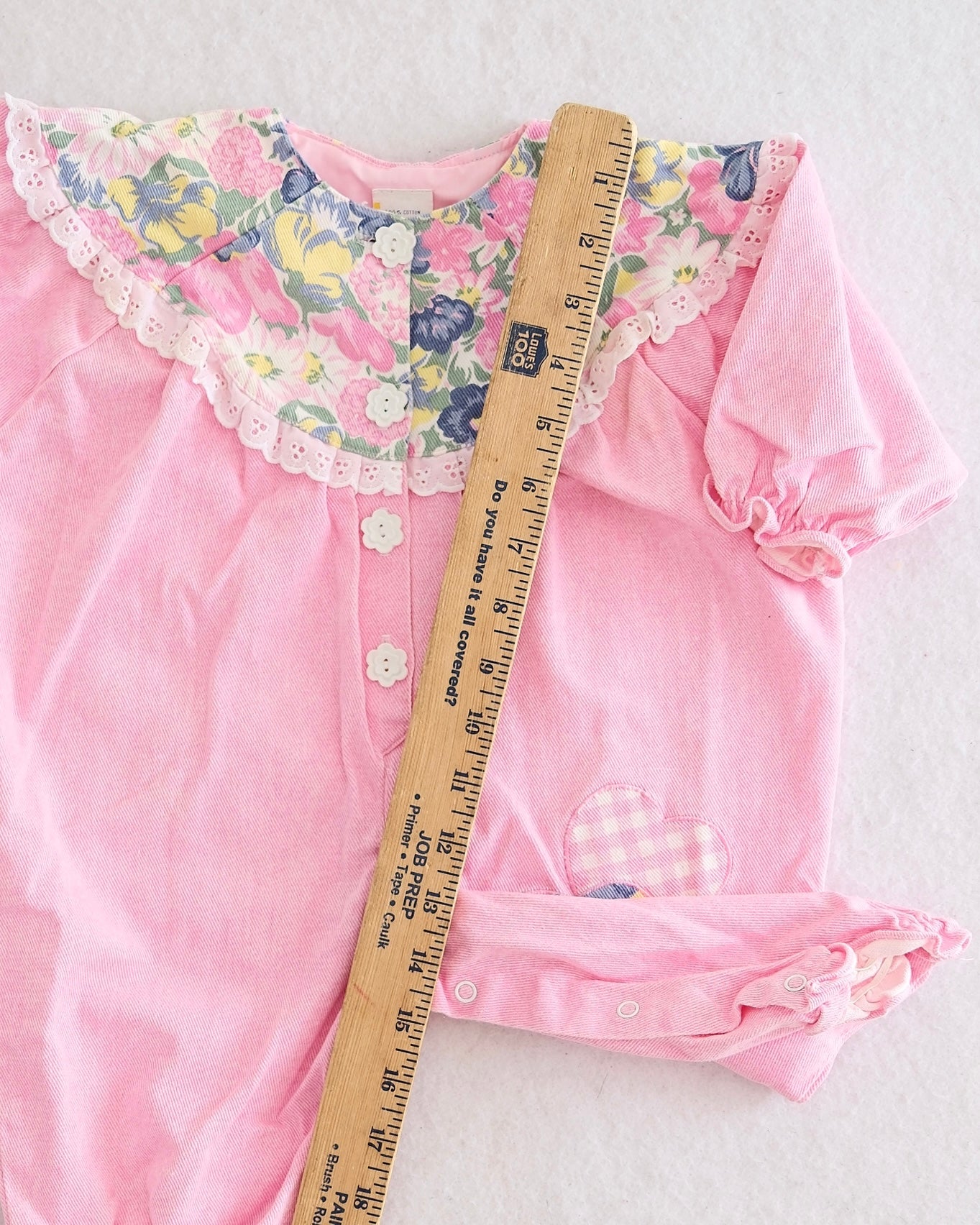 Vintage Pink Floral Accent Jumpsuit Romper: 9m